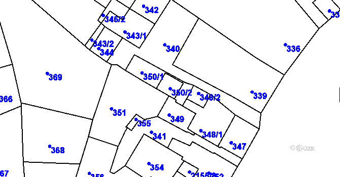 Parcela st. 350/2 v KÚ Křemže, Katastrální mapa