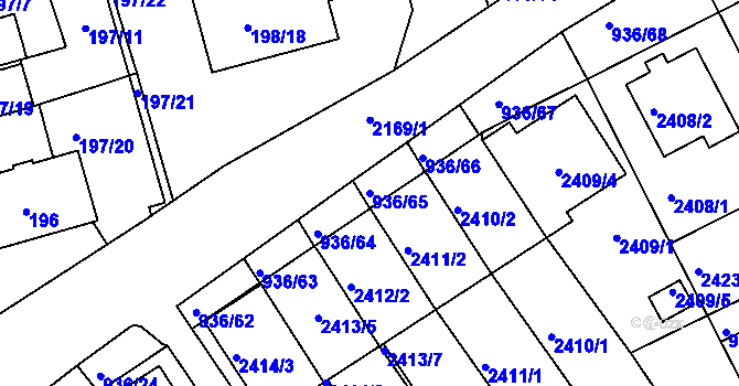 Parcela st. 936/65 v KÚ Křemže, Katastrální mapa