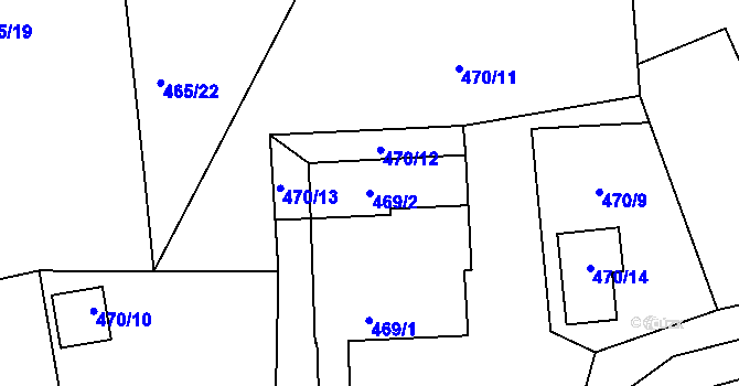 Parcela st. 469/2 v KÚ Křemže, Katastrální mapa