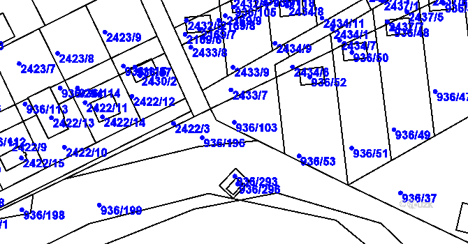 Parcela st. 936/103 v KÚ Křemže, Katastrální mapa