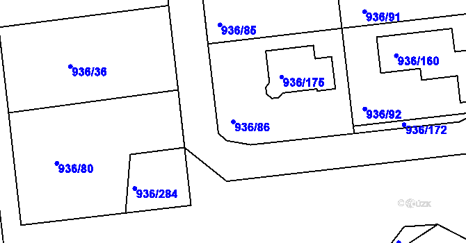 Parcela st. 936/86 v KÚ Křemže, Katastrální mapa