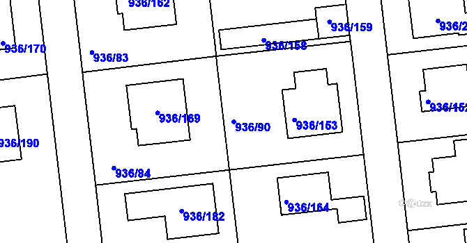 Parcela st. 936/90 v KÚ Křemže, Katastrální mapa