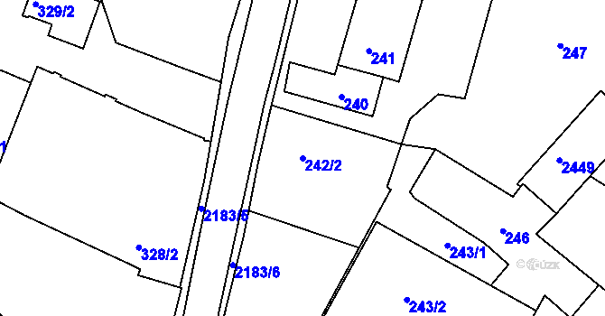 Parcela st. 242/2 v KÚ Křemže, Katastrální mapa
