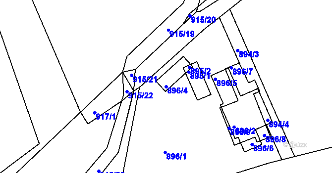 Parcela st. 896/4 v KÚ Křemže, Katastrální mapa