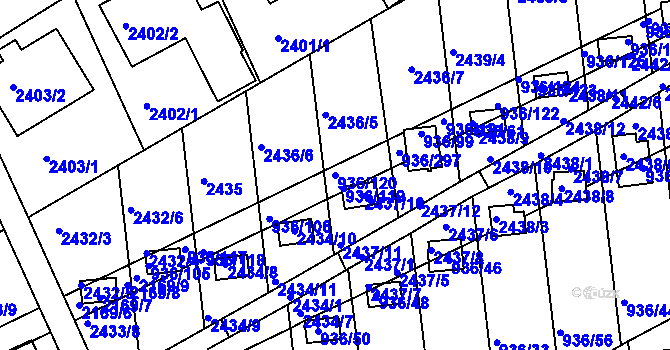 Parcela st. 936/120 v KÚ Křemže, Katastrální mapa