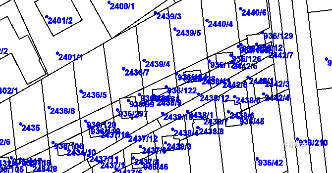 Parcela st. 936/122 v KÚ Křemže, Katastrální mapa