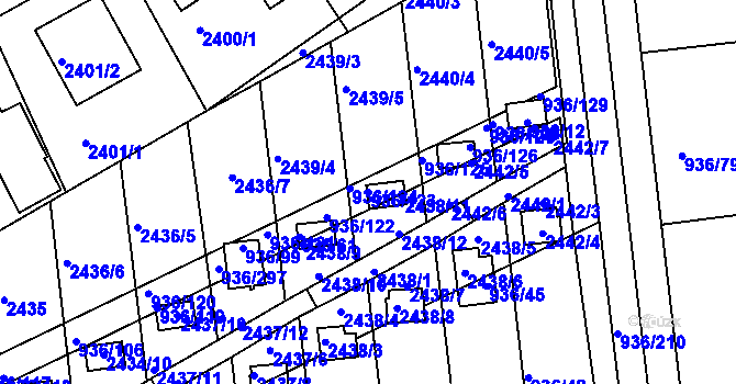 Parcela st. 936/123 v KÚ Křemže, Katastrální mapa