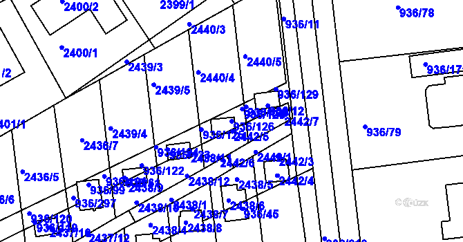 Parcela st. 936/126 v KÚ Křemže, Katastrální mapa