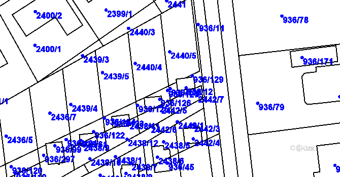 Parcela st. 936/128 v KÚ Křemže, Katastrální mapa