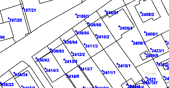 Parcela st. 2411/2 v KÚ Křemže, Katastrální mapa