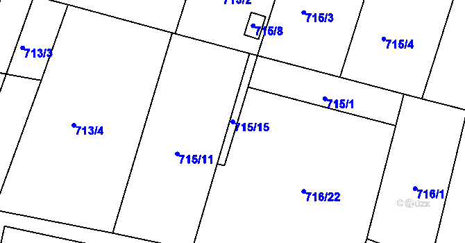 Parcela st. 715/15 v KÚ Křemže, Katastrální mapa