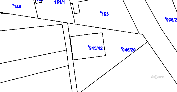 Parcela st. 945/42 v KÚ Křemže, Katastrální mapa