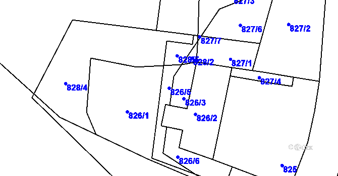 Parcela st. 826/5 v KÚ Křemže, Katastrální mapa