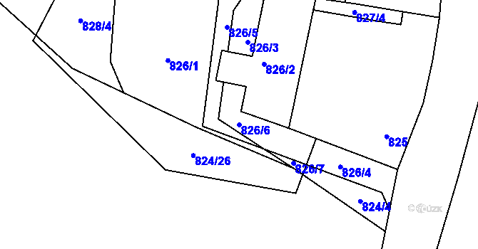 Parcela st. 826/6 v KÚ Křemže, Katastrální mapa