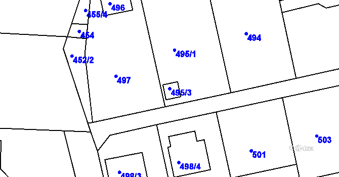 Parcela st. 495/3 v KÚ Křemže, Katastrální mapa
