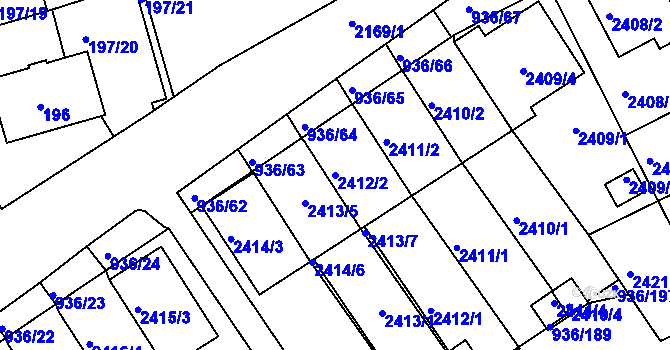 Parcela st. 2412/2 v KÚ Křemže, Katastrální mapa