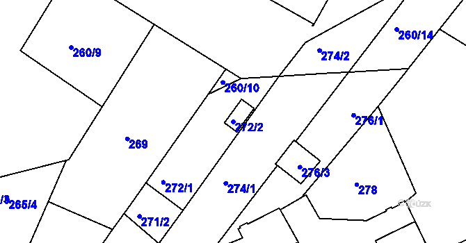 Parcela st. 272/2 v KÚ Křemže, Katastrální mapa