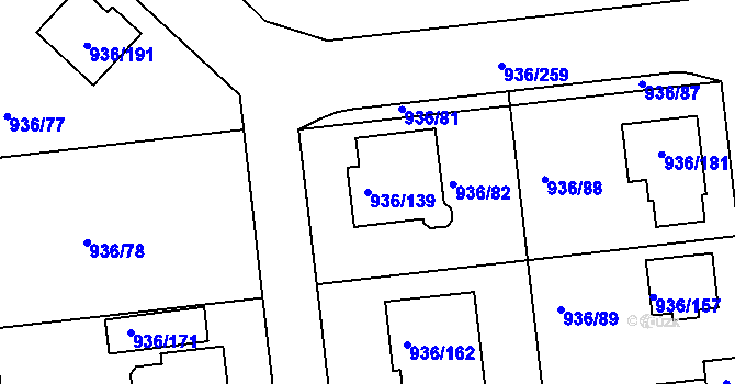 Parcela st. 936/139 v KÚ Křemže, Katastrální mapa