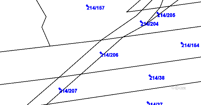 Parcela st. 214/206 v KÚ Křenek, Katastrální mapa