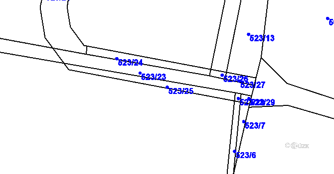 Parcela st. 523/25 v KÚ Křenek, Katastrální mapa