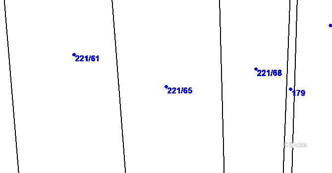Parcela st. 221/65 v KÚ Křenice u Prahy, Katastrální mapa