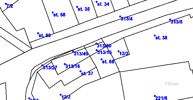 Parcela st. 313/15 v KÚ Křenice u Prahy, Katastrální mapa