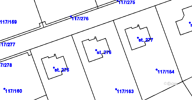 Parcela st. 276 v KÚ Křenice u Prahy, Katastrální mapa
