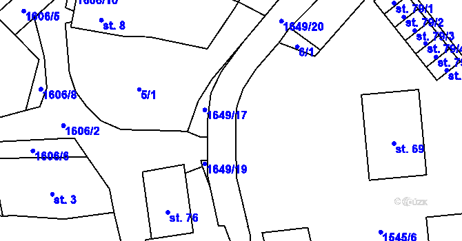 Parcela st. 1545/9 v KÚ Biřkov, Katastrální mapa