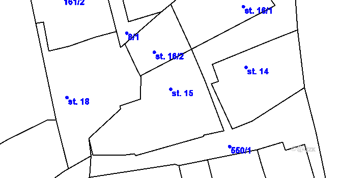 Parcela st. 15 v KÚ Kámen u Křenic, Katastrální mapa