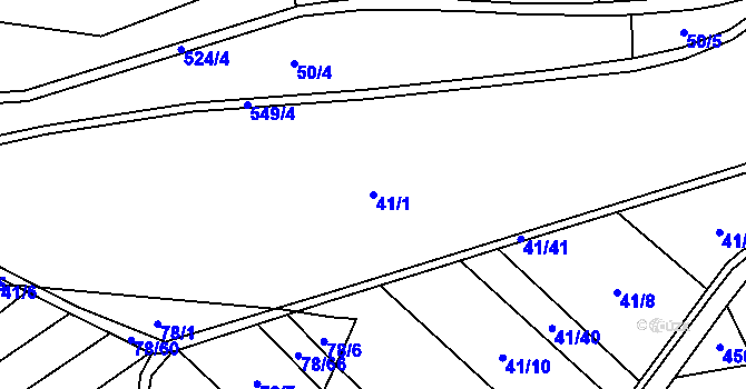 Parcela st. 41/1 v KÚ Křenice, Katastrální mapa