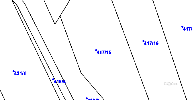 Parcela st. 417/15 v KÚ Křenice, Katastrální mapa