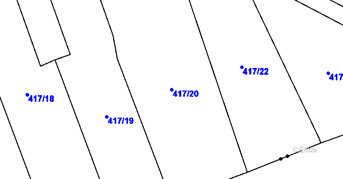 Parcela st. 417/20 v KÚ Křenice, Katastrální mapa