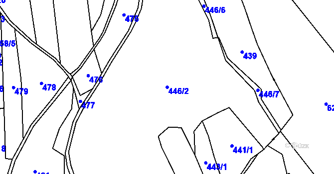 Parcela st. 446/2 v KÚ Křenice, Katastrální mapa