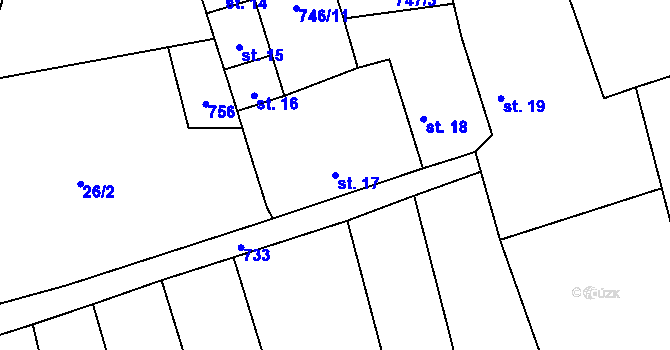 Parcela st. 17 v KÚ Přetín, Katastrální mapa