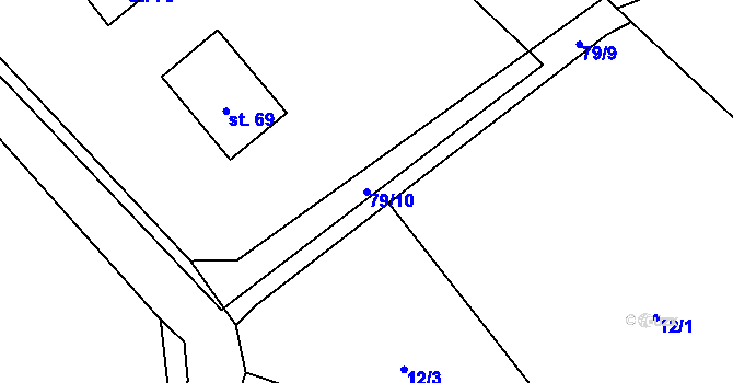 Parcela st. 79/10 v KÚ Přetín, Katastrální mapa
