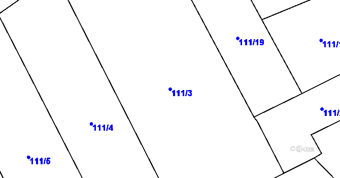 Parcela st. 111/3 v KÚ Přetín, Katastrální mapa
