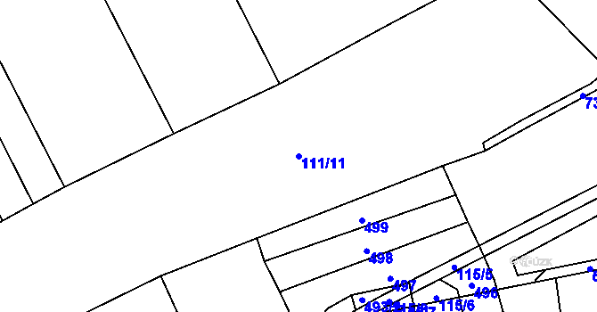 Parcela st. 111/11 v KÚ Přetín, Katastrální mapa
