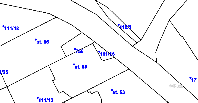 Parcela st. 111/15 v KÚ Přetín, Katastrální mapa