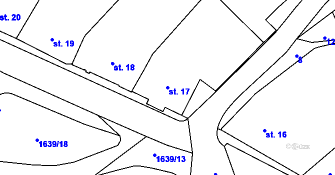 Parcela st. 17 v KÚ Křenov, Katastrální mapa