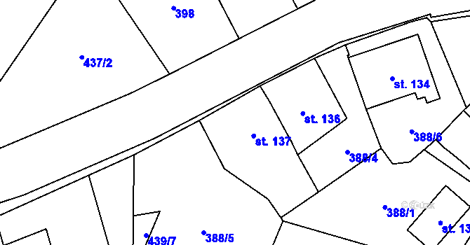Parcela st. 137 v KÚ Křenov, Katastrální mapa