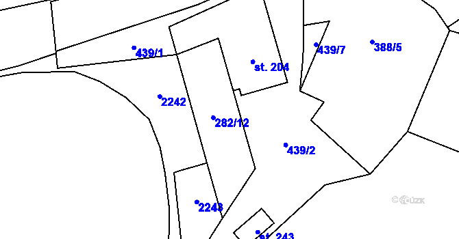 Parcela st. 439/2 v KÚ Křenov, Katastrální mapa
