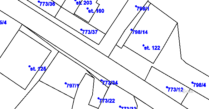 Parcela st. 773/25 v KÚ Křenov, Katastrální mapa
