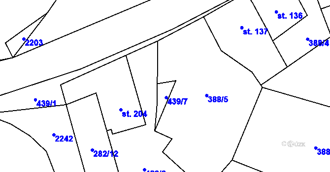 Parcela st. 439/6 v KÚ Křenov, Katastrální mapa