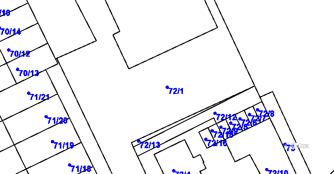 Parcela st. 72/1 v KÚ Křenovice u Slavkova, Katastrální mapa