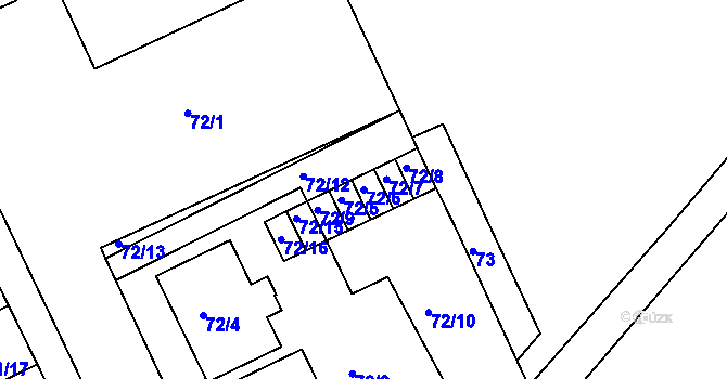 Parcela st. 72/6 v KÚ Křenovice u Slavkova, Katastrální mapa