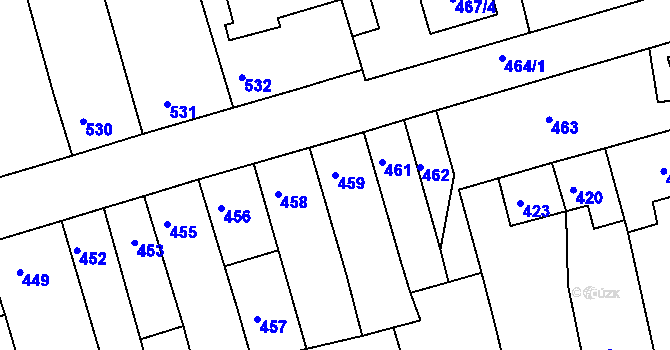Parcela st. 459 v KÚ Křenovice u Slavkova, Katastrální mapa