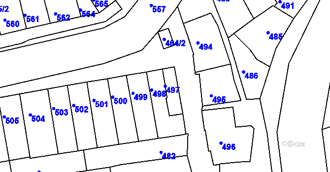 Parcela st. 497 v KÚ Křenovice u Slavkova, Katastrální mapa