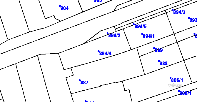 Parcela st. 894/4 v KÚ Křenovice u Slavkova, Katastrální mapa