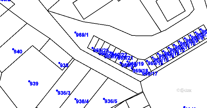 Parcela st. 969/23 v KÚ Křenovice u Slavkova, Katastrální mapa