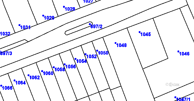 Parcela st. 1050 v KÚ Křenovice u Slavkova, Katastrální mapa